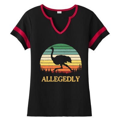 Allegedly Ostrich Vintage Retro Funny Ostrich Lover Ladies Halftime Notch Neck Tee