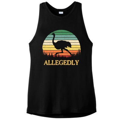 Allegedly Ostrich Vintage Retro Funny Ostrich Lover Ladies PosiCharge Tri-Blend Wicking Tank