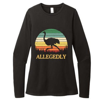 Allegedly Ostrich Vintage Retro Funny Ostrich Lover Womens CVC Long Sleeve Shirt