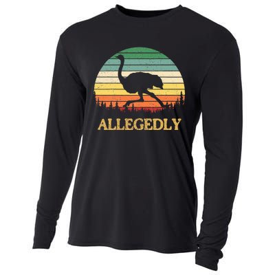 Allegedly Ostrich Vintage Retro Funny Ostrich Lover Cooling Performance Long Sleeve Crew