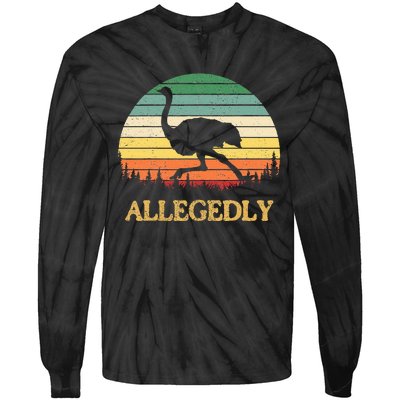 Allegedly Ostrich Vintage Retro Funny Ostrich Lover Tie-Dye Long Sleeve Shirt