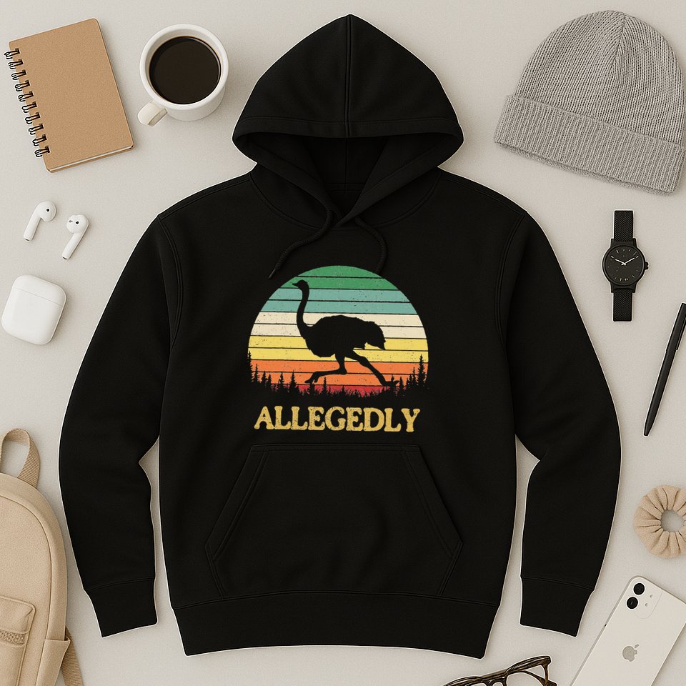 Allegedly Ostrich Vintage Retro Funny Ostrich Lover Hoodie