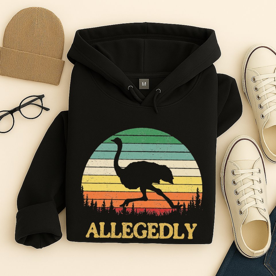 Allegedly Ostrich Vintage Retro Funny Ostrich Lover Hoodie