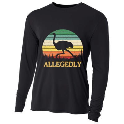 Allegedly Ostrich Vintage Retro Funny Ostrich Lover Cooling Performance Long Sleeve Crew