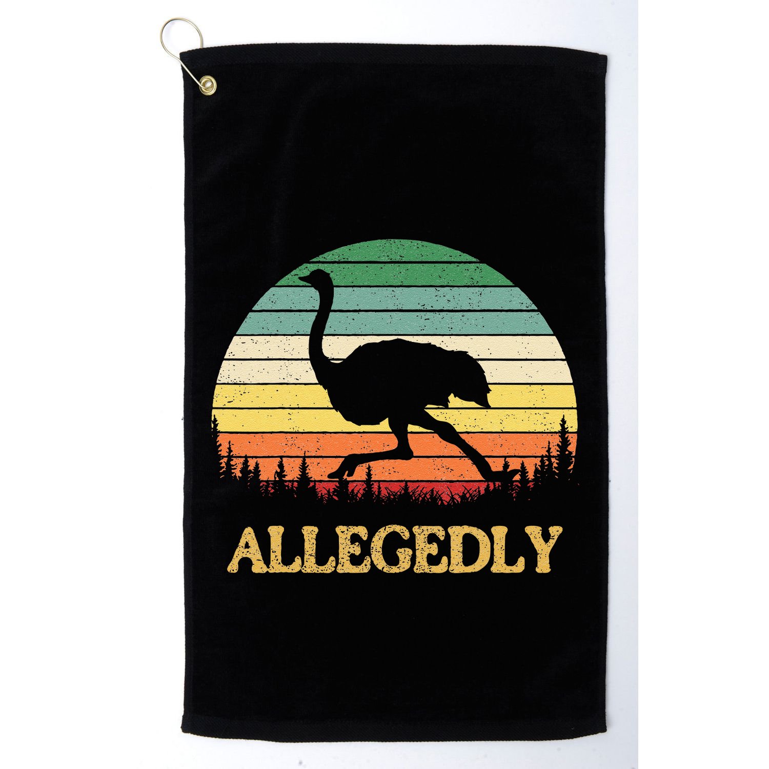 Allegedly Ostrich Vintage Retro Funny Ostrich Lover Golf Towel