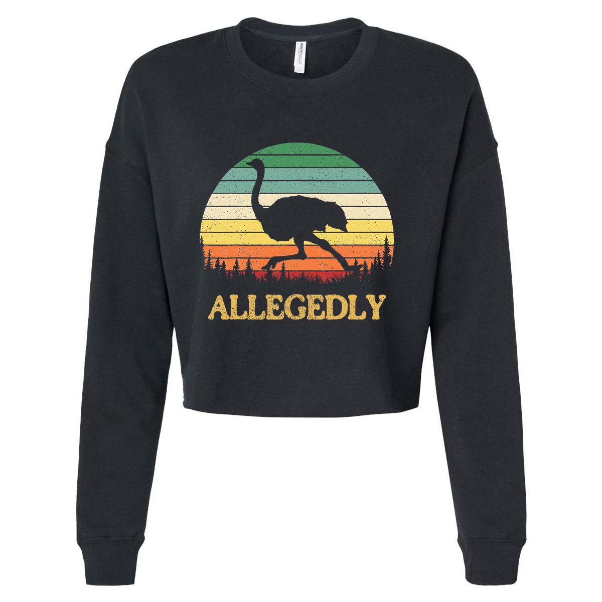 Allegedly Ostrich Vintage Retro Funny Ostrich Lover Cropped Pullover Crew