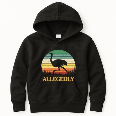 Allegedly Ostrich Vintage Retro Funny Ostrich Lover Kids Hoodie