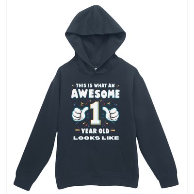 Awesome One Year Old Baby First Birthday Celebrate Urban Pullover Hoodie