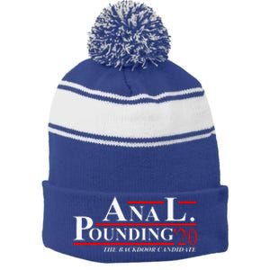 Anal Pounding 2024 Innuendo Vulgar Election Stripe Pom Pom Beanie