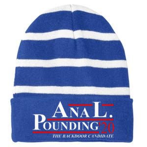 Anal Pounding 2024 Innuendo Vulgar Election Striped Beanie with Solid Band