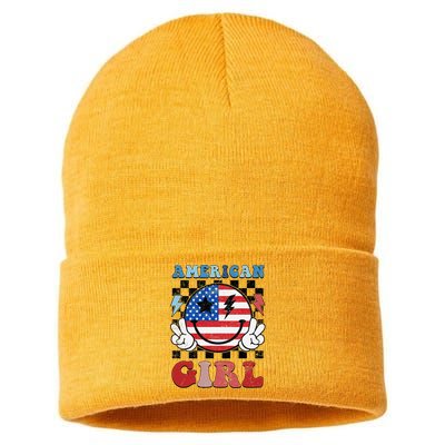 American Pride 4th Of July Patriotic Design Sustainable Knit Beanie