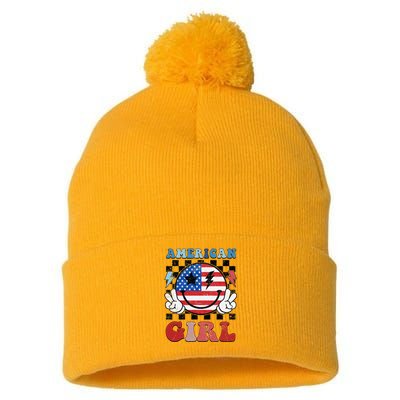 American Pride 4th Of July Patriotic Design Pom Pom 12in Knit Beanie