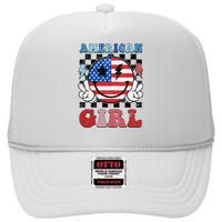 American Pride 4th Of July Patriotic Design High Crown Mesh Back Trucker Hat