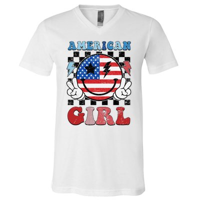 American Pride 4th Of July Patriotic Design V-Neck T-Shirt