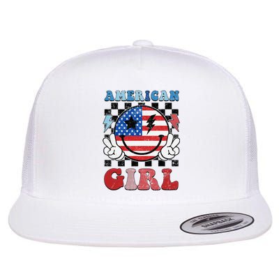 American Pride 4th Of July Patriotic Design Flat Bill Trucker Hat