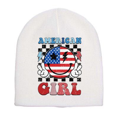 American Pride 4th Of July Patriotic Design Short Acrylic Beanie