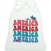 America Patriotic 4th Fourth Of July Independence Day Ceramic Bell Ornament