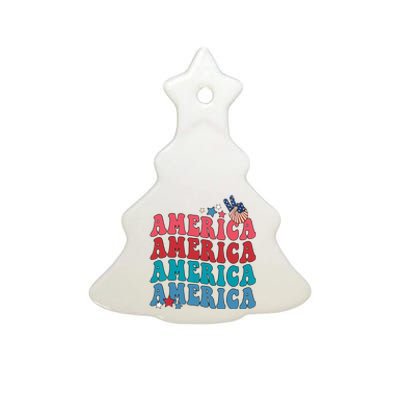 America Patriotic 4th Fourth Of July Independence Day Ceramic Tree Ornament