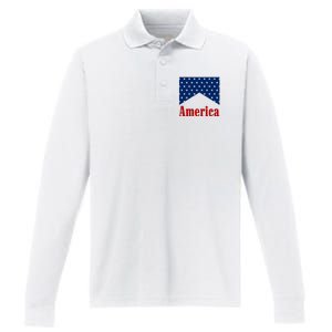 America Patriotic 4th Of July Performance Long Sleeve Polo