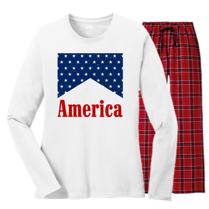 America Patriotic 4th Of July Women's Long Sleeve Flannel Pajama Set 