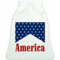 America Patriotic 4th Of July Ceramic Bell Ornament