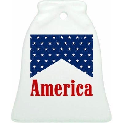 America Patriotic 4th Of July Ceramic Bell Ornament