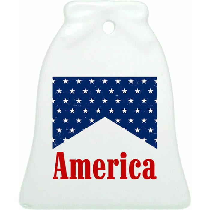 America Patriotic 4th Of July Ceramic Bell Ornament