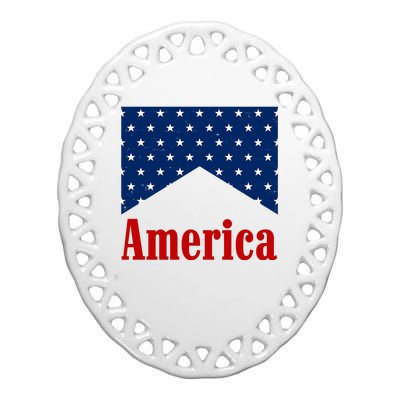 America Patriotic 4th Of July Ceramic Oval Ornament