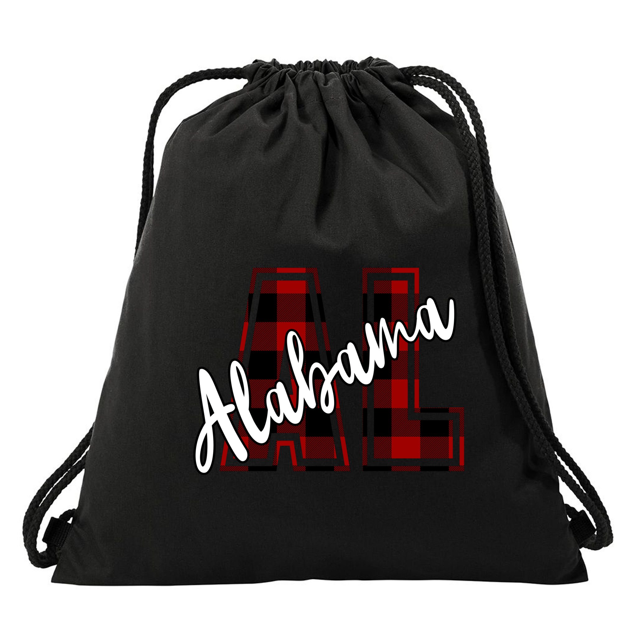 Alabama Plaid Al Drawstring Bag