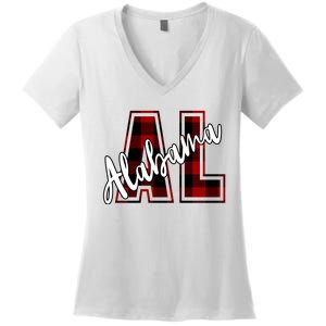 Alabama Plaid Al Women's V-Neck T-Shirt