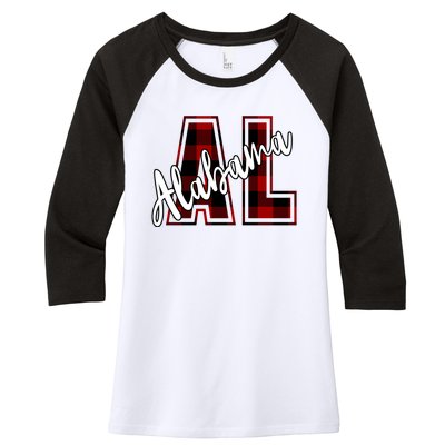 Alabama Plaid Al Women's Tri-Blend 3/4-Sleeve Raglan Shirt