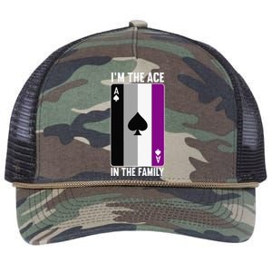 Asexual Pride Asexuality Awareness Im The Ace In The Family Retro Rope Trucker Hat Cap