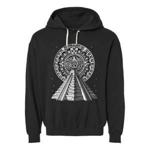 Aztec Pyramid Ancient Aztec Calendar Mayan Symbol Garment-Dyed Fleece Hoodie