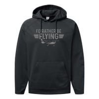 Airplane Pilot Aviation Funny Vintage Performance Fleece Hoodie