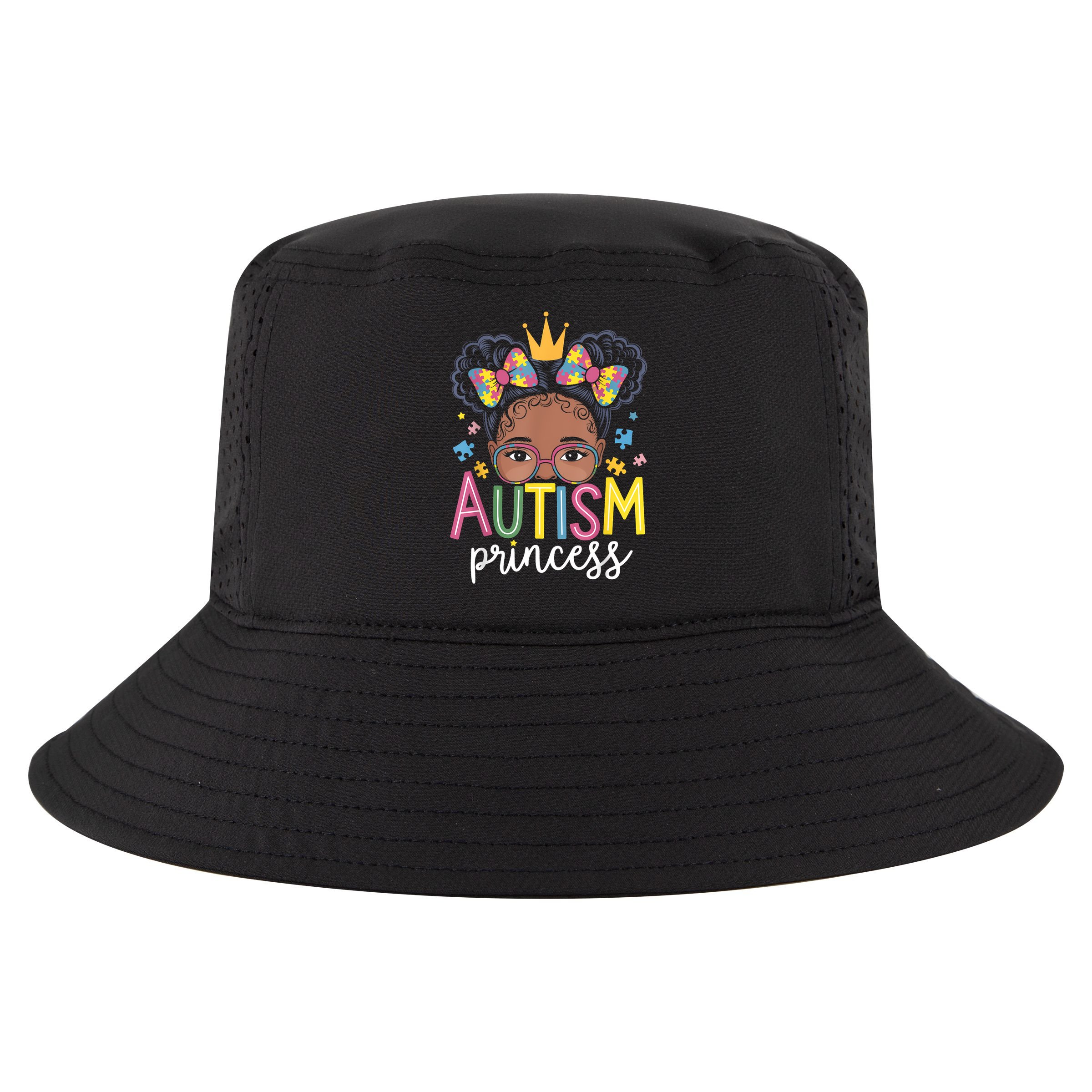 Autism Princess Afro Girl Bow Daughter Autism Awareness Cool Comfort Performance Bucket Hat