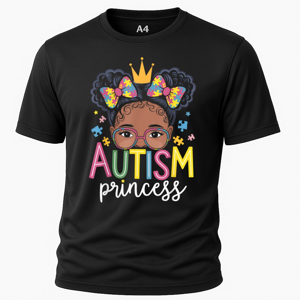 Autism Princess Afro Girl Bow Daughter Autism Awareness Cooling Performance Crew T-Shirt