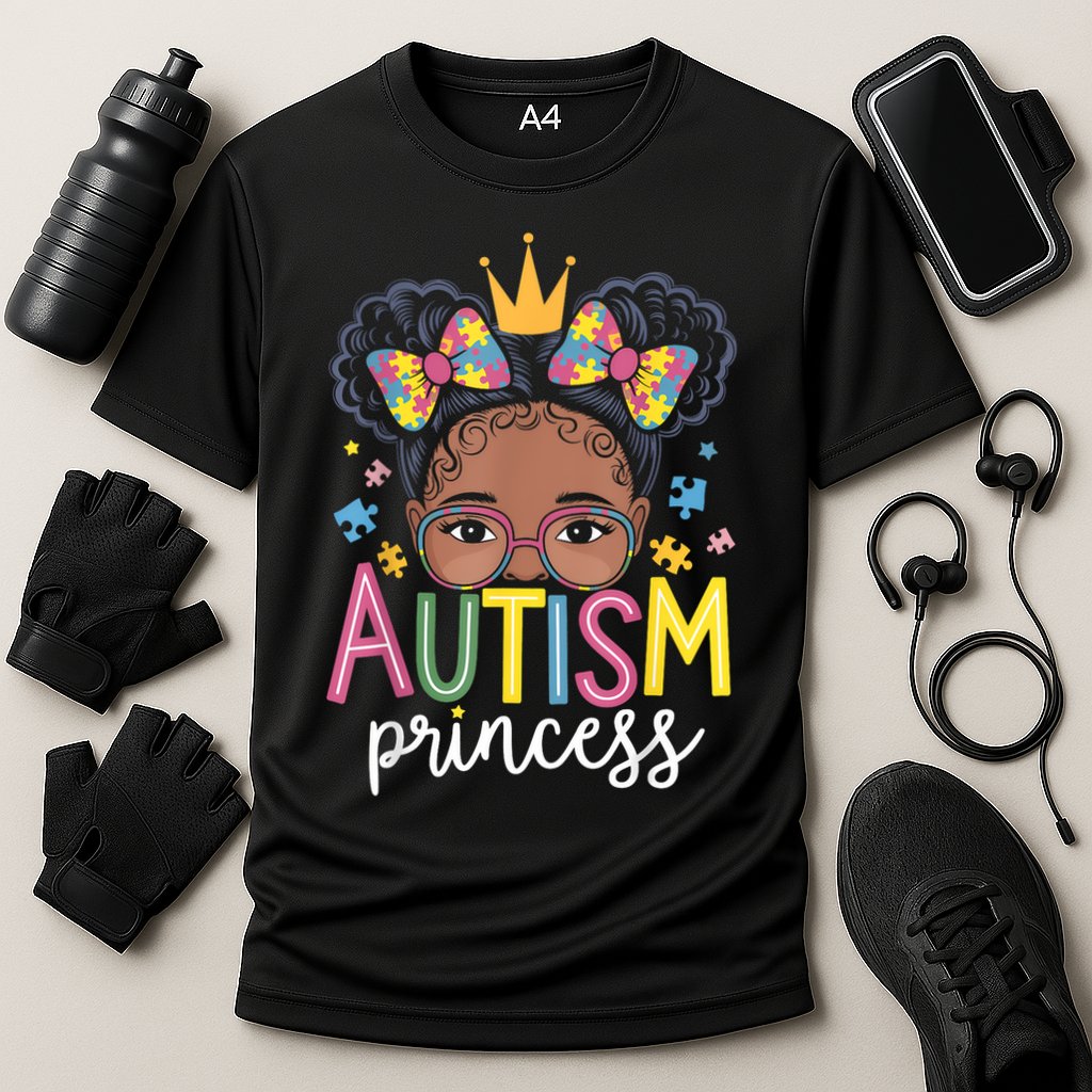 Autism Princess Afro Girl Bow Daughter Autism Awareness Cooling Performance Crew T-Shirt