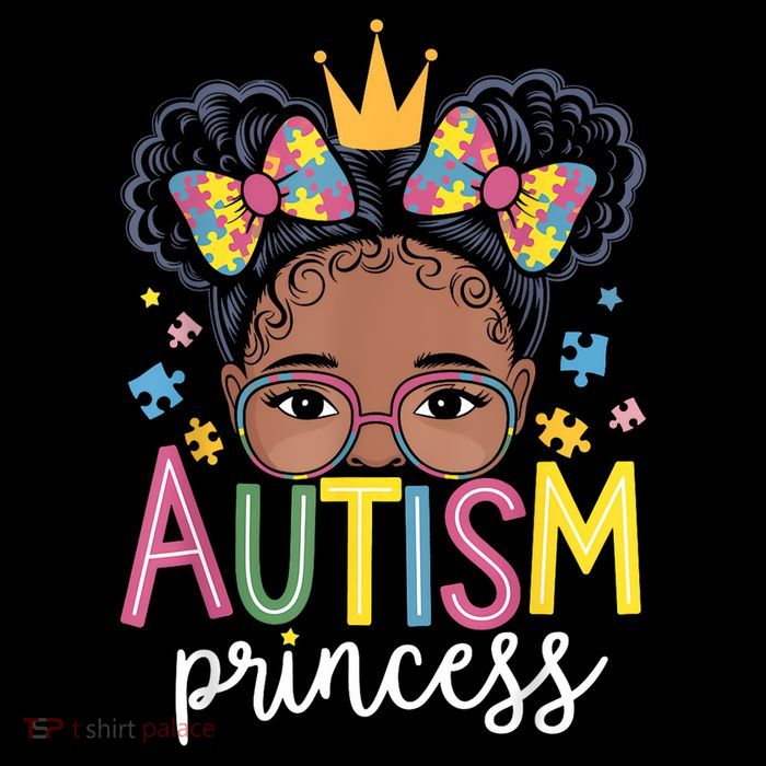 Autism Princess Afro Girl Bow Daughter Autism Awareness T-Shirt
