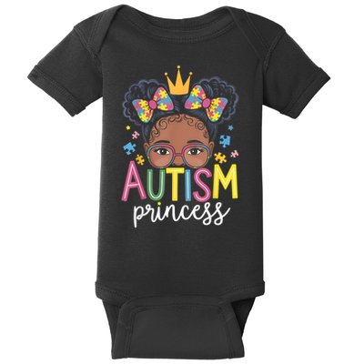 Autism Princess Afro Girl Bow Daughter Autism Awareness Baby Bodysuit