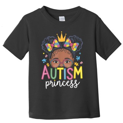 Autism Princess Afro Girl Bow Daughter Autism Awareness Toddler T-Shirt