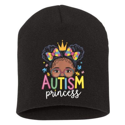 Autism Princess Afro Girl Bow Daughter Autism Awareness Short Acrylic Beanie