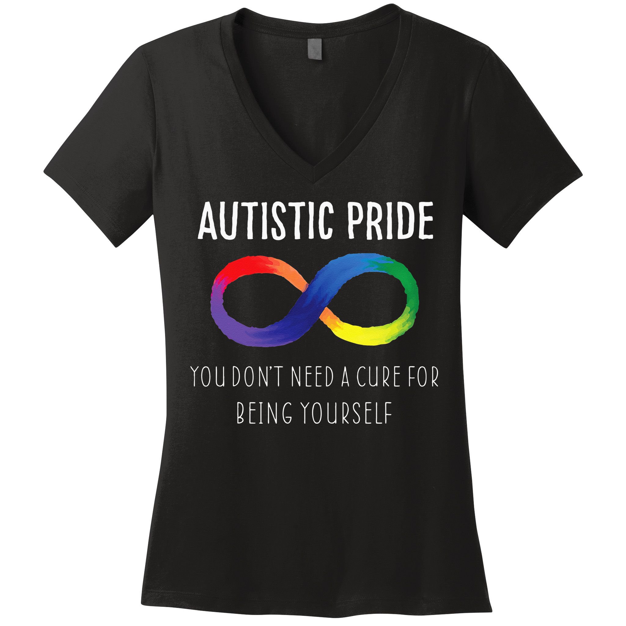 Autistic Pride Autism Awareness Acceptance Love Heart Puzzle Women's V-Neck T-Shirt