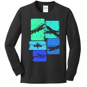 Airplane Pilot Kids Long Sleeve Shirt