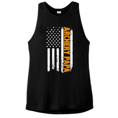 Archery Papa American Flag Father's Day 'S Great Gift Ladies PosiCharge Tri-Blend Wicking Tank