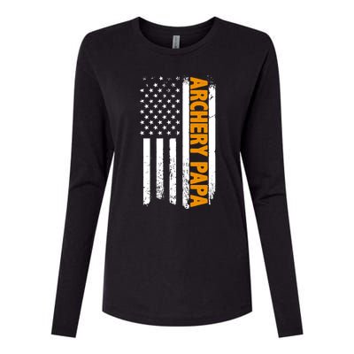 Archery Papa American Flag Father's Day 'S Great Gift Womens Cotton Relaxed Long Sleeve T-Shirt