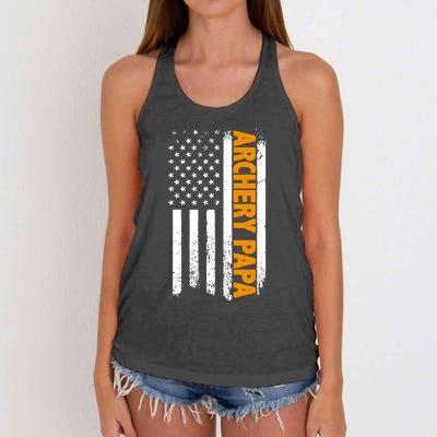 Archery Papa American Flag Father's Day 'S Great Gift Women's Knotted Racerback Tank