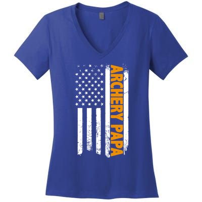 Archery Papa American Flag Father's Day 'S Great Gift Women's V-Neck T-Shirt