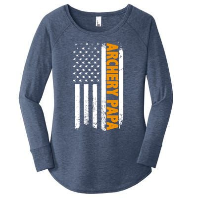 Archery Papa American Flag Father's Day 'S Great Gift Women's Perfect Tri Tunic Long Sleeve Shirt