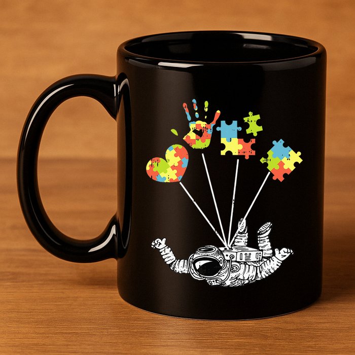 Astronaut Puzzle Autism Awareness Gifts For Autistic 11oz C Handle Ceramic Mug