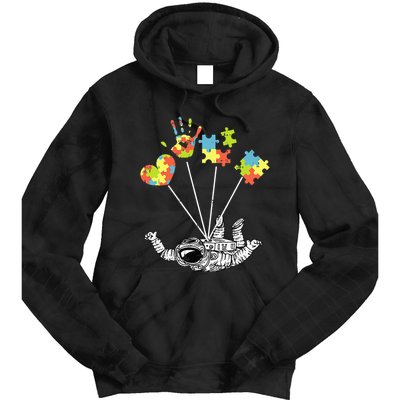 Astronaut Puzzle Autism Awareness Gifts For Autistic Tie Dye Hoodie